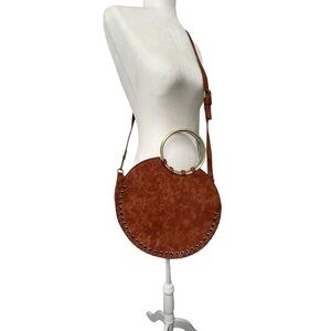 Anthropologie Melanie Whipstitched Round Bag Vegan Faux Leather Handbag